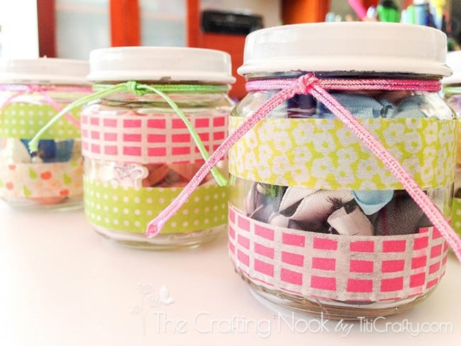 closer view of Washi Tape Recycled Jars Washi Tape Recycled Jars done