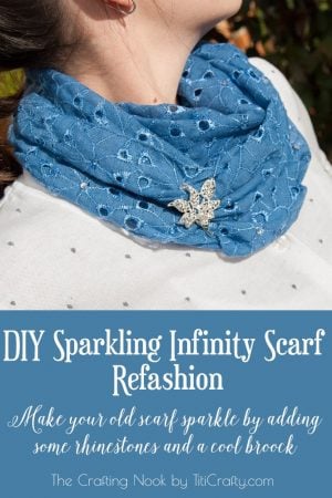 DIY Sparkling Infinity Scarf Refashion Tutorial #ScarfWeek2015 #scarfrefashion #diyscarfideas