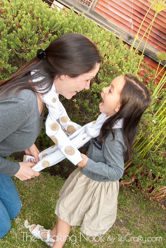 mother and daughter wearing Gold Polka Dots Scarf image 7