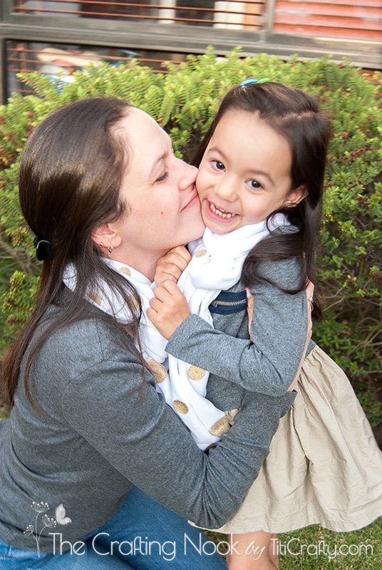 mother and daughter wearing Gold Polka Dots Scarf image 4