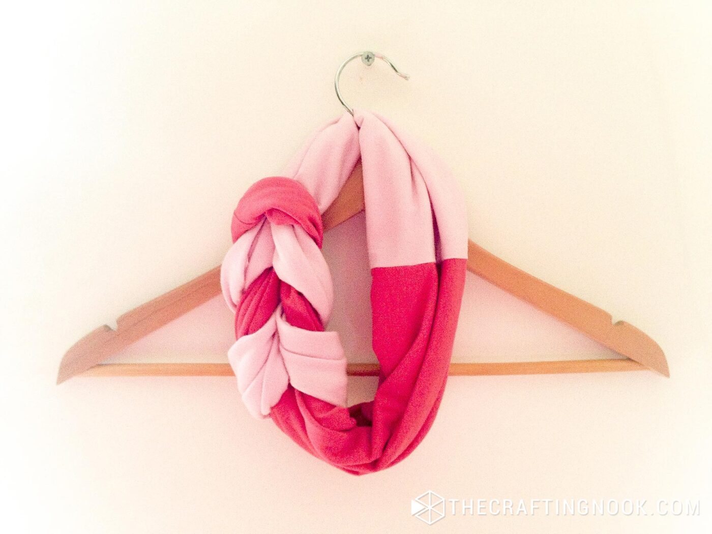 view of Braided T-shirt Scarf on Hanger