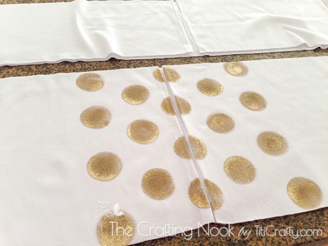 general view of Gold Polka Dots Scarf process