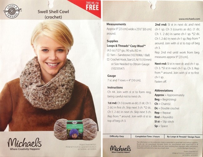 Snell Shell Cowl Crochet Pattern by Michels