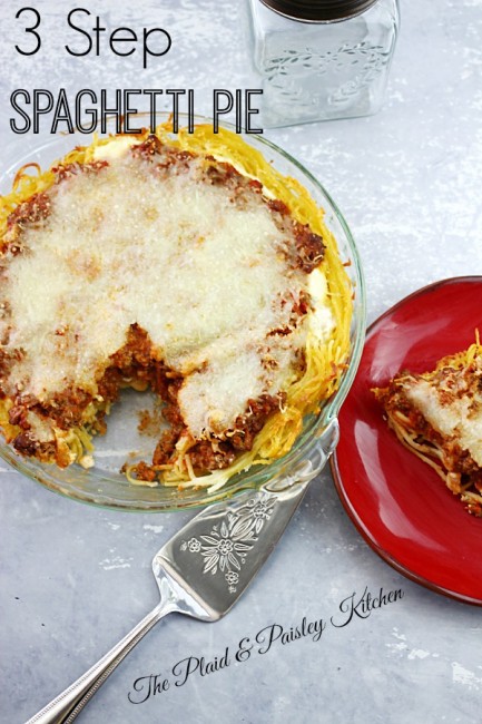 3 Step Spaghetti Pie ~ The Plaid & Paisley Kitchen ~ So easy and perfectly delicious! This will be a family favorite.