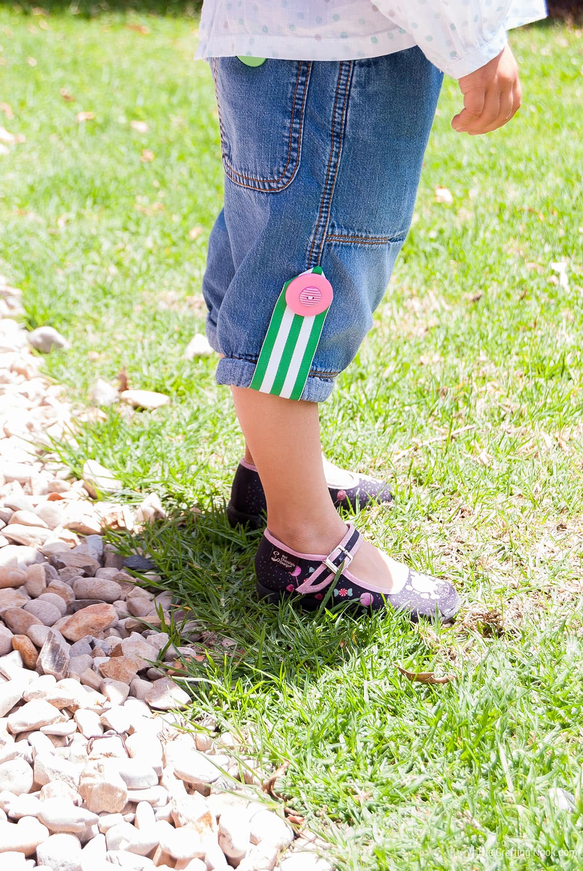 View of the legs wearing the Diy Capri Pants