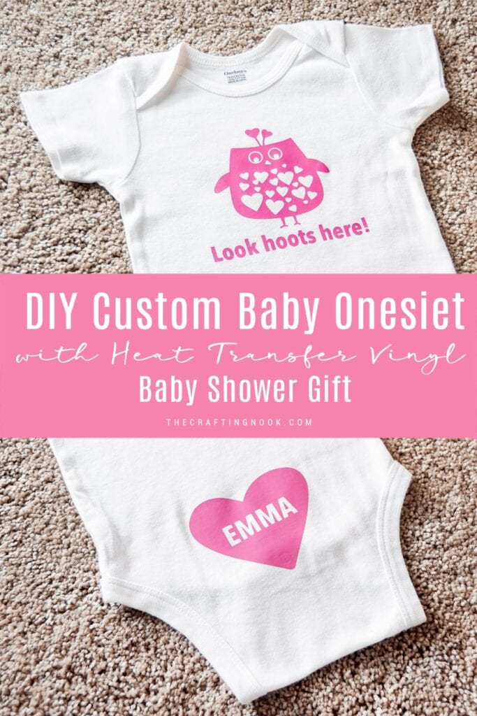 DIY Custom Baby Onesie with Heat Transfer Vinyl Cover Image with Title Overlay