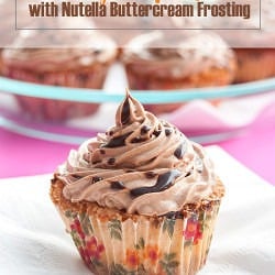 Chocolate Chips Orange Cupcakes with Nutella Buttercream Frosting #cupcakerecipe #orangecupcake #nutellalover