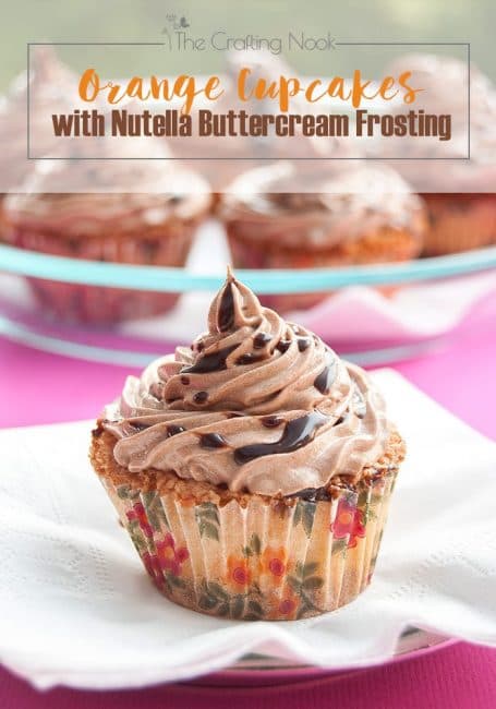 Chocolate Chips Orange Cupcakes with Nutella Buttercream Frosting #cupcakerecipe #orangecupcake #nutellalover