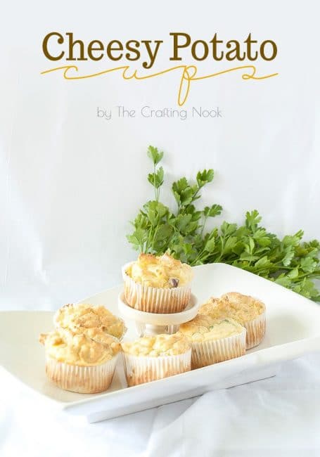 Cheesy Potato Cups Easy Recipe Cover image with title text overlay