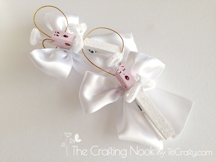 two Clothespin Angel Ornaments ready