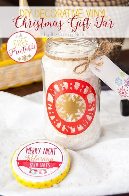 Awesome DIY Decorative Vinyl Christmas Gift Jar 