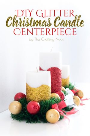 Creative DIY Glitter Christmas Candle Centerpiece #Christmas #christmascandles #Christmasdecorations