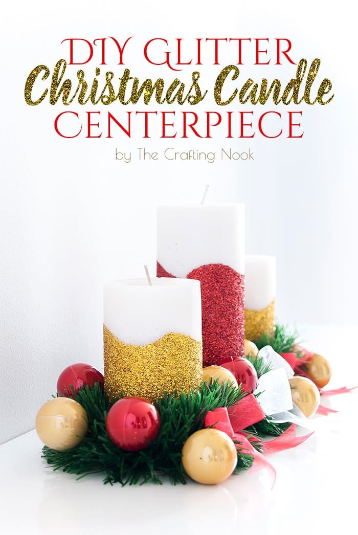 DIY Glitter Christmas Candle Centerpiece