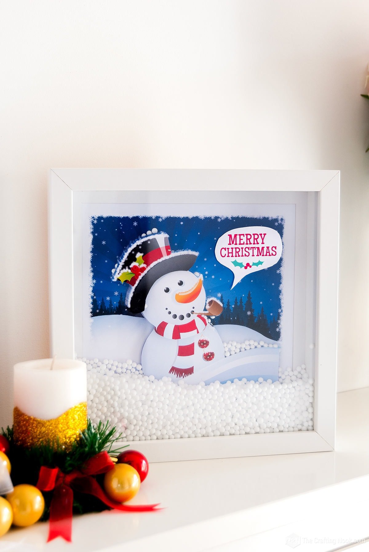 DIY Christmas Layered Paper Cut Snowman Shadow Box