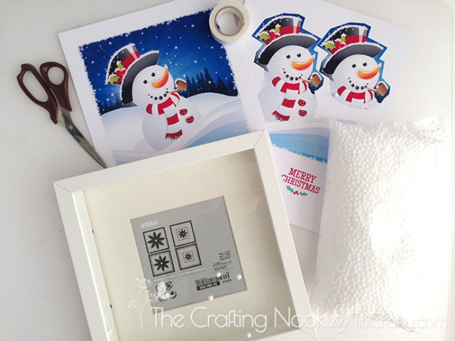 DIY 3D Snowman Framed Christmas Art supplies