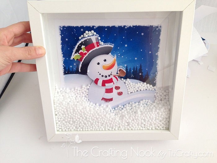 other view of DIY 3D Snowman Framed Christmas Art finished