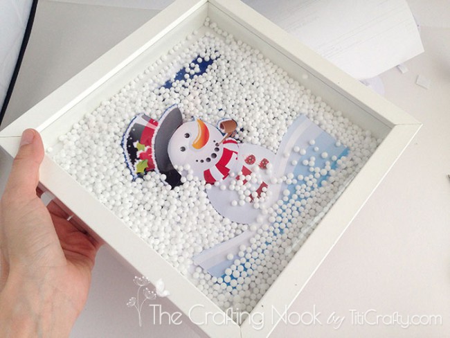 view of DIY 3D Snowman Framed Christmas Art finished