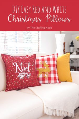 DIY Easy Red and White Christmas Pillows #Christmas #Christmasdecorations #Silhouettechanllenge