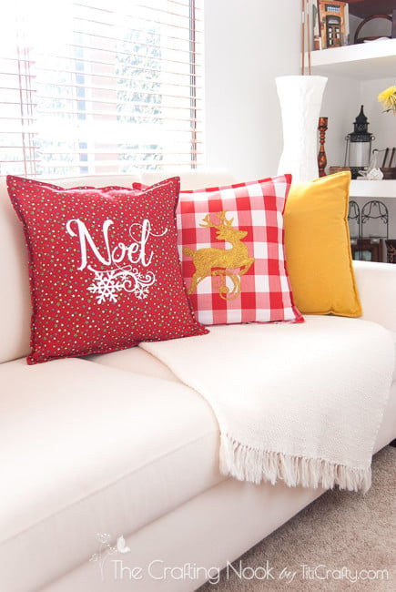 DIY Easy Red and White Christmas Pillows + AWESOME SILHOUETTE GIVEAWAY  The Crafting Nook