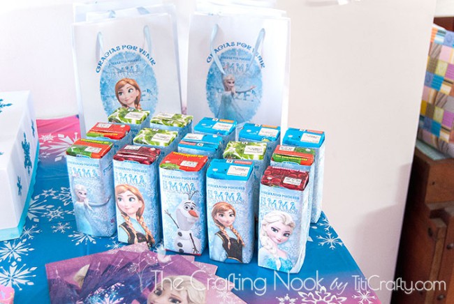 side view of Frozen Themed Birthday Party juice box