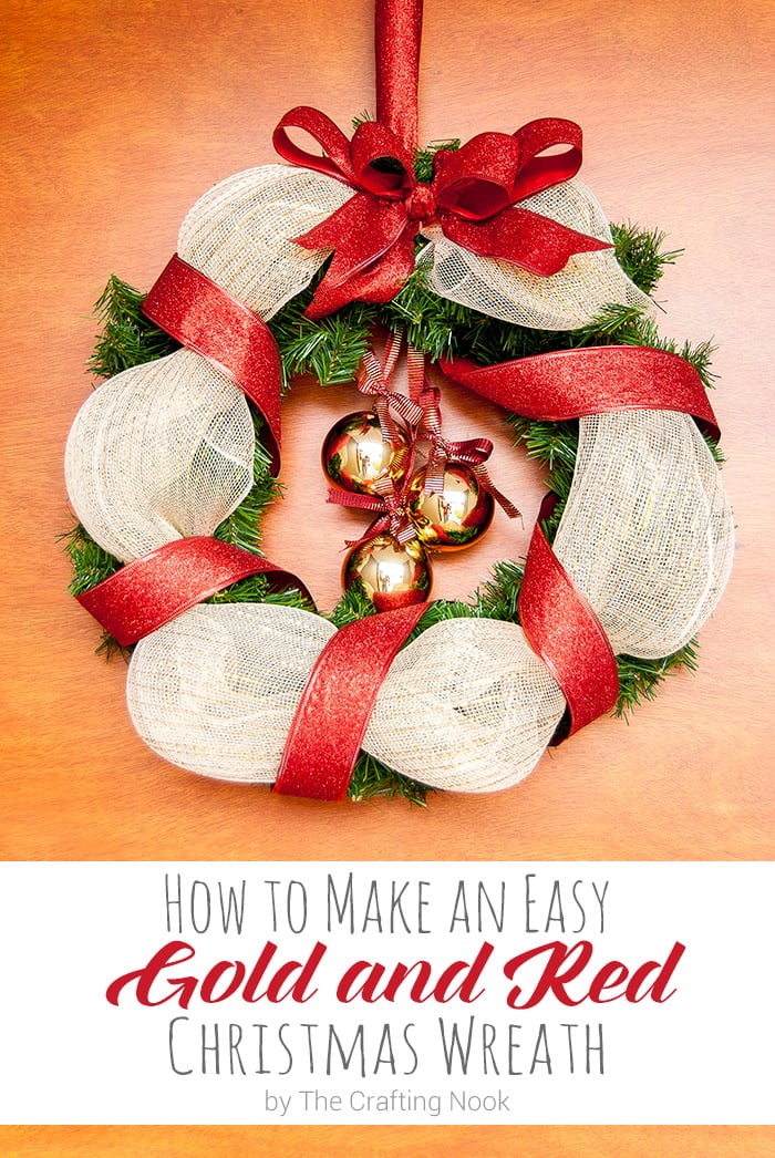 How to Make an Easy Red and Gold Christmas Wreath