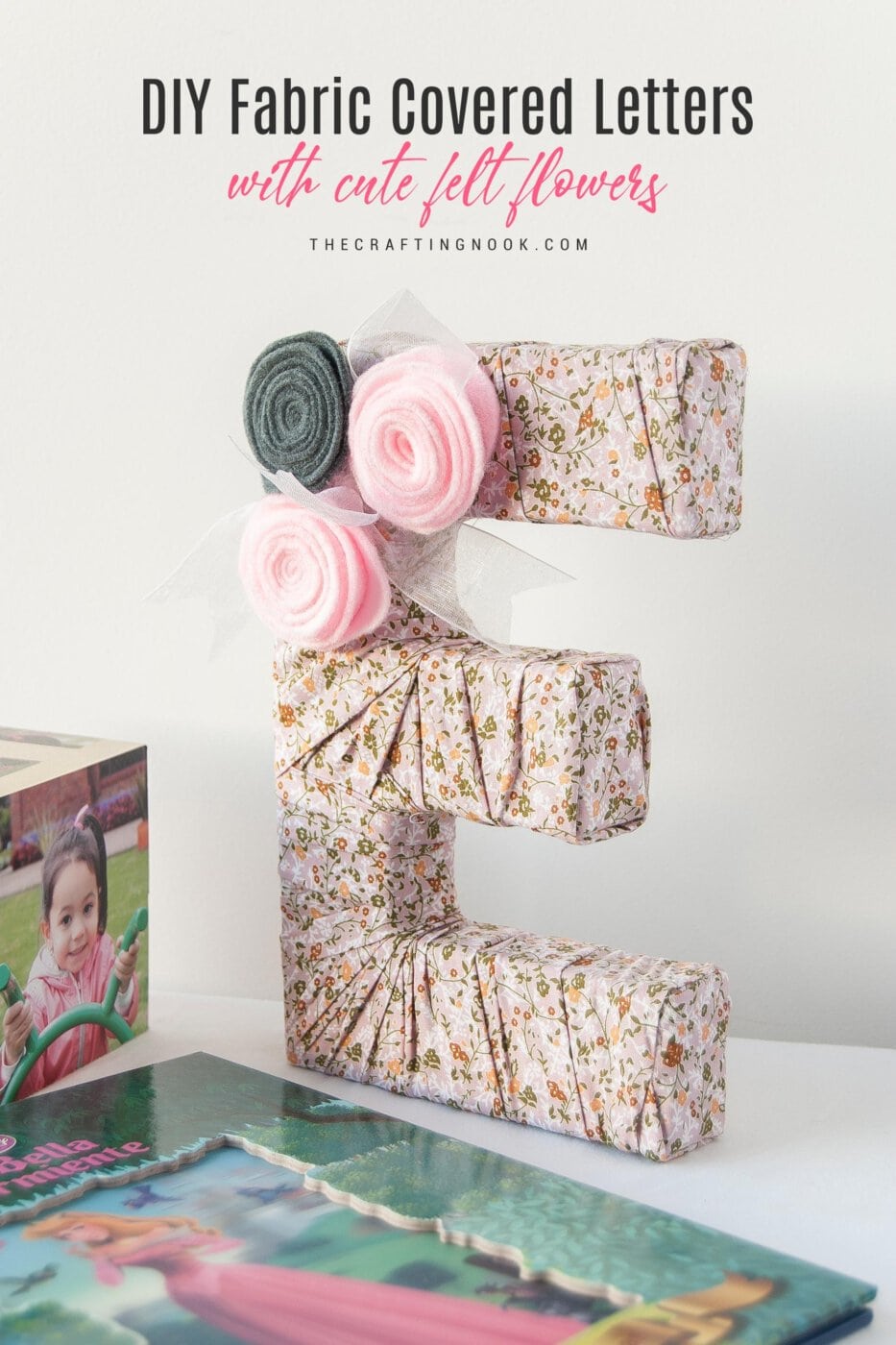 DIY Fabric Covered Letters with flowers Cover image with title text overlay