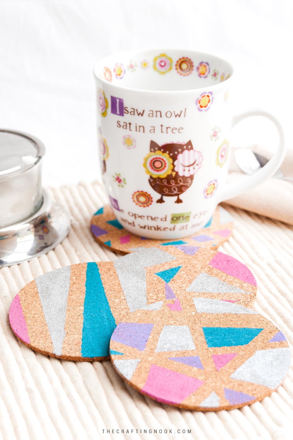 DIY Geometric Painted Cork Coasters Cover Image