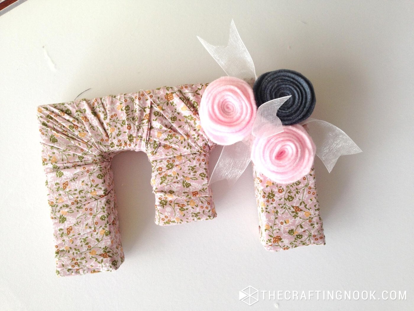 Fabric Covered Letter with flowers attached