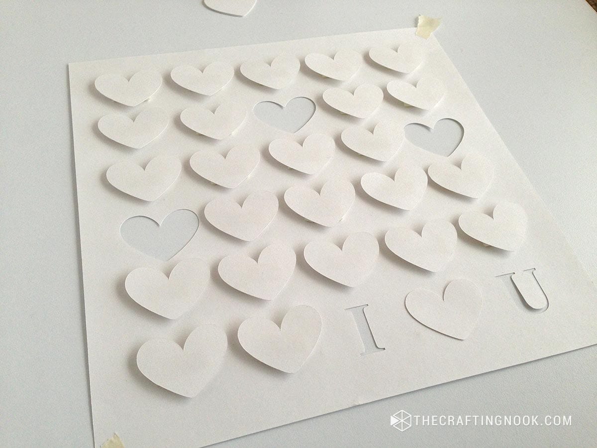 image of the design of the hearts already placed