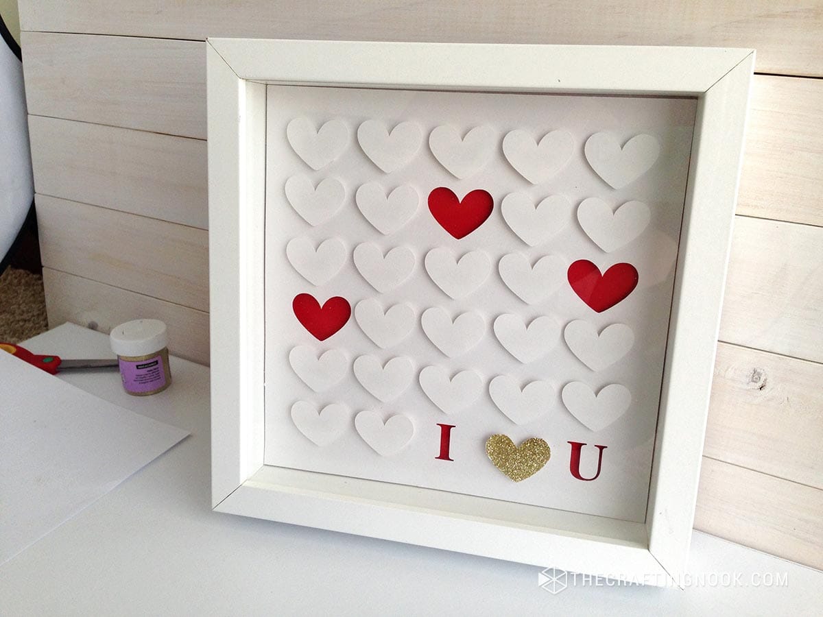 view of layered heart pattern Valentine’s Day frame