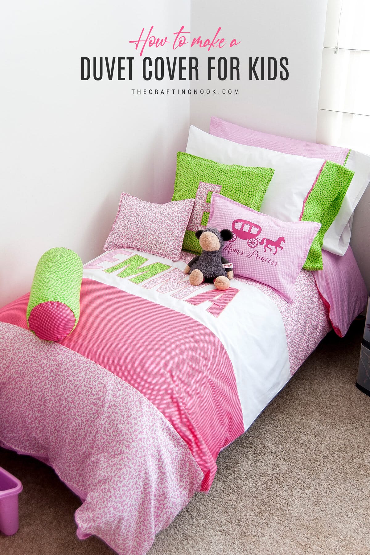 How to make a Duvet cover Set for Girls by the crafting nook