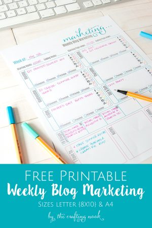 Cute Weekly Blog Marketing Free Printable