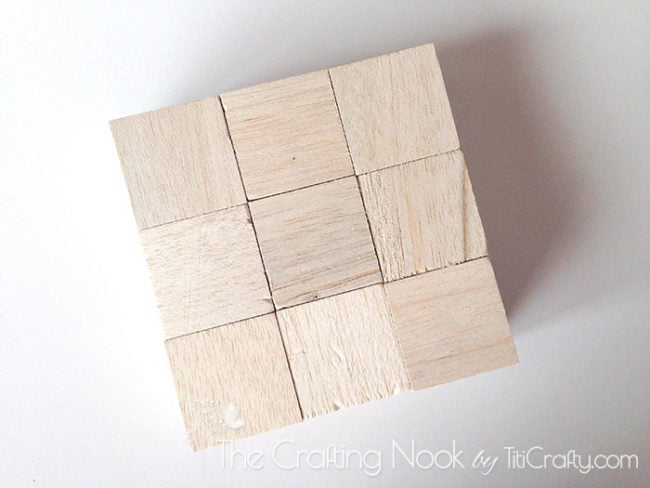 view of 9 wooden cubes
