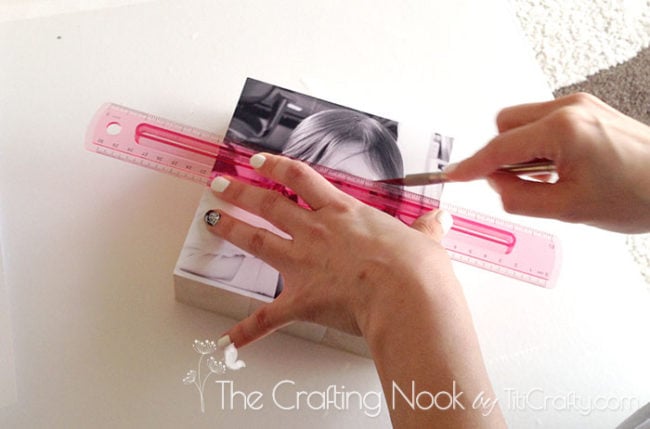 view of cutting the photo with a cutter