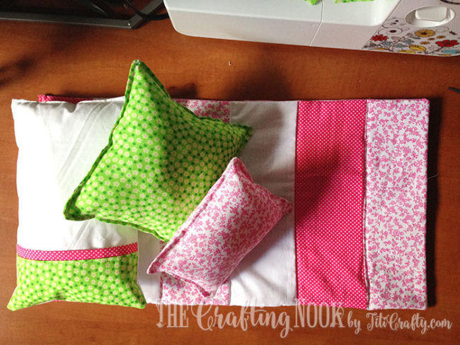 view of Baby Doll Crib Bedding set ready