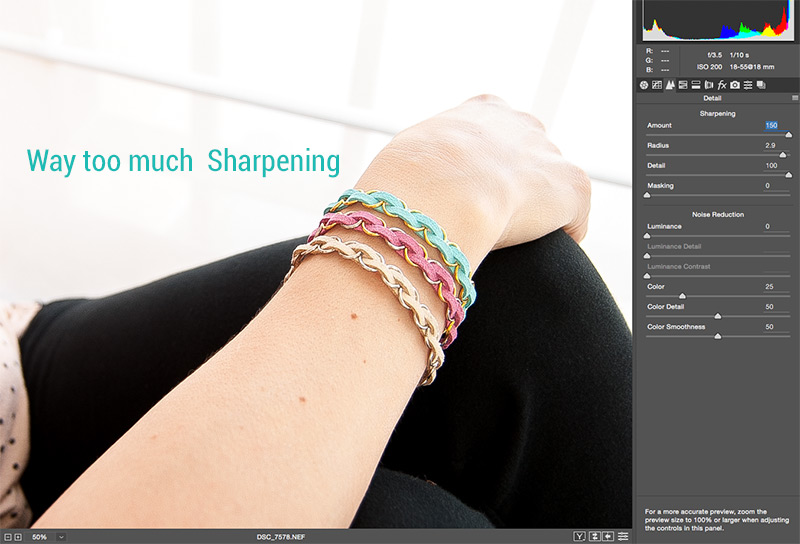 screen shot of Too much shaprning sample