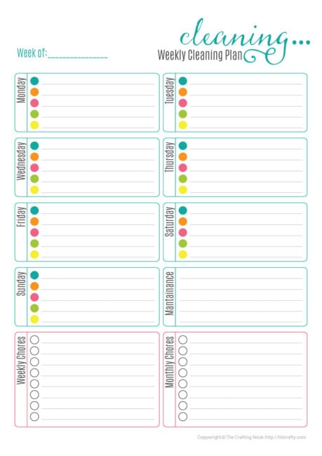 Free Weekly Cleaning Planner Printable (Available in Size Letter and A4 ...