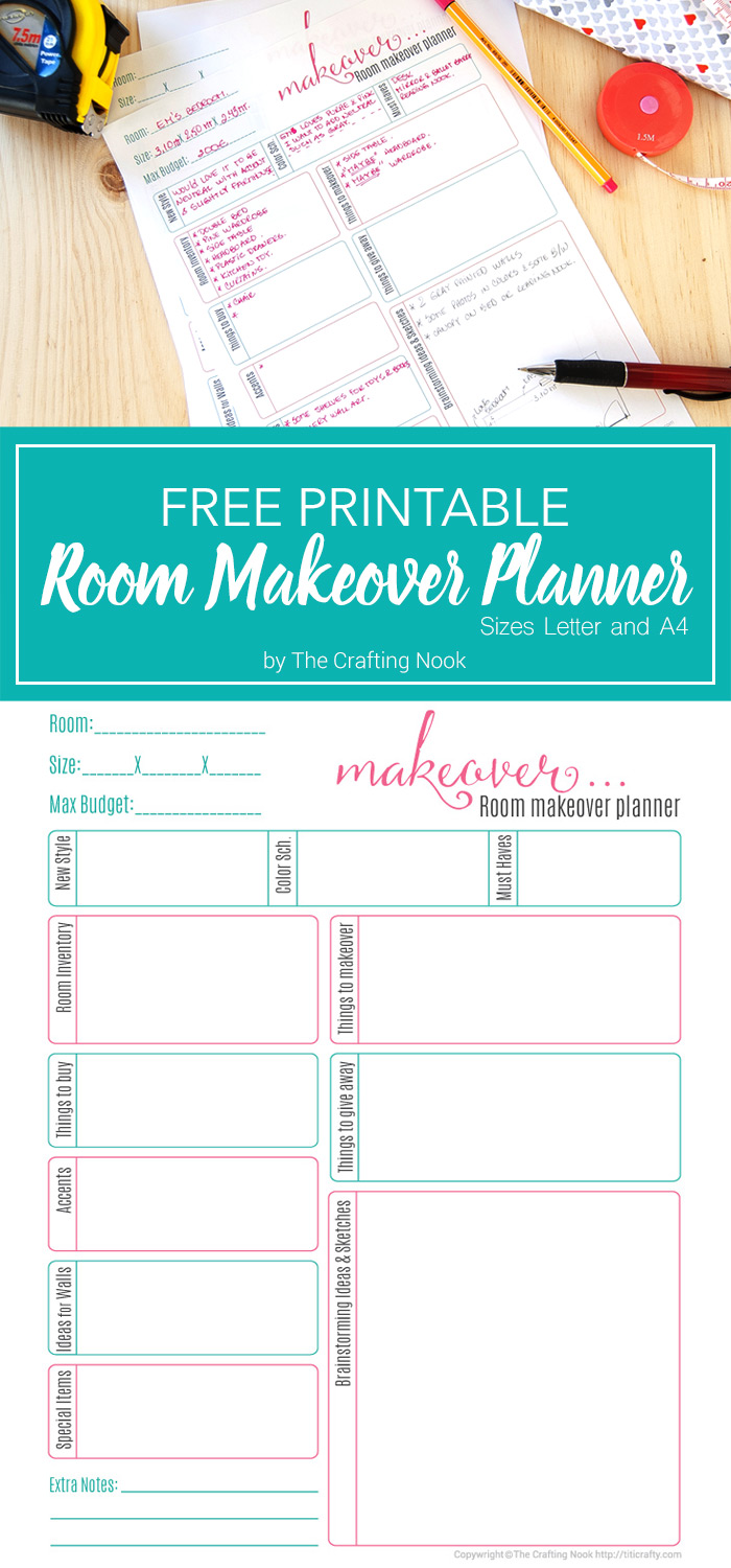 Free Room Makeover Planner Printable Pinterest image