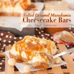 Delicious Salted Caramel Macadamia Nut Cheesecake Bars