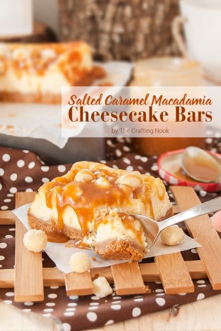 Delicious Salted Caramel Macadamia Nut Cheesecake Bars