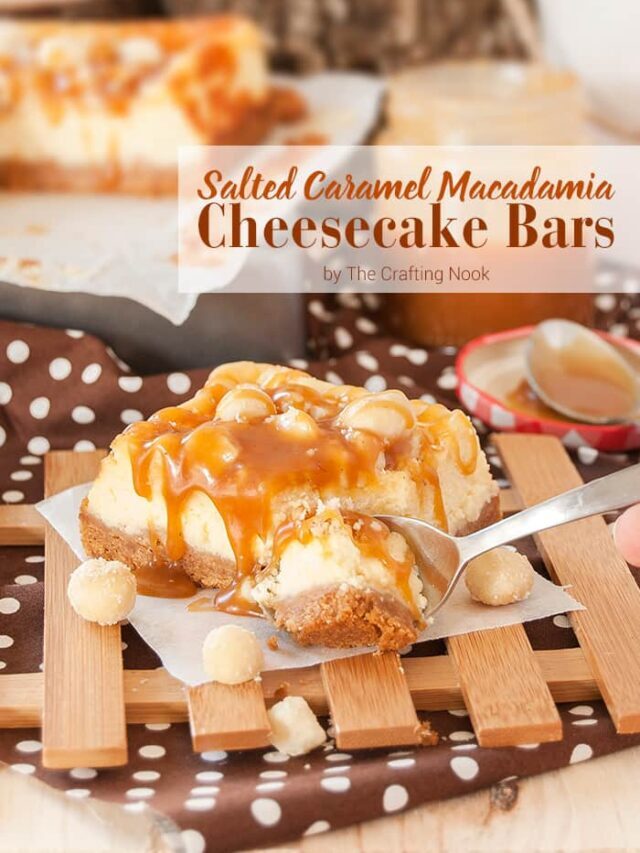 STR Salted Caramel Macadamia Nut Cheesecake Bars