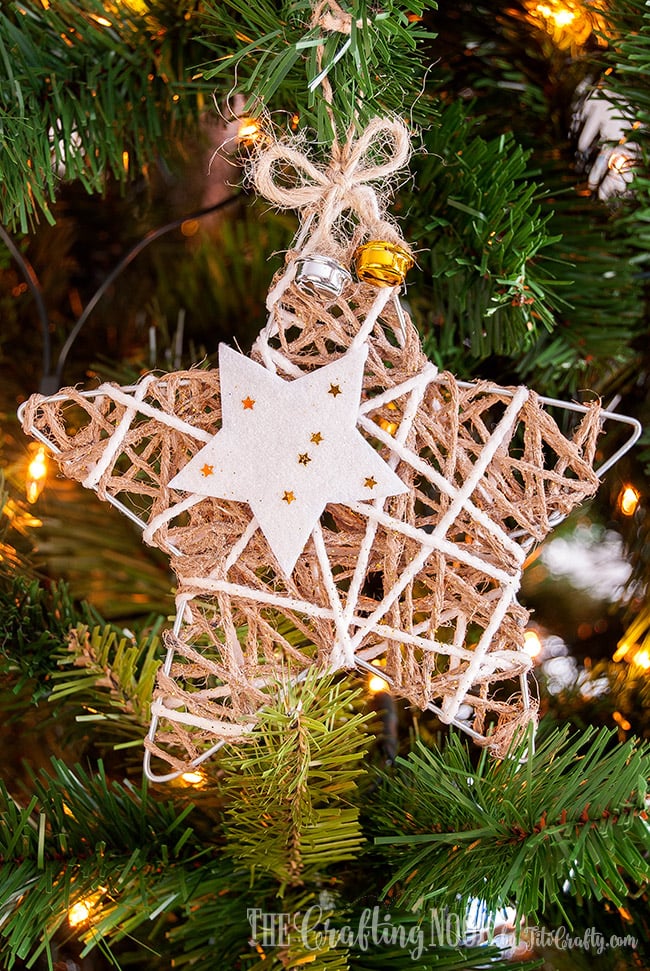 GLITTERED TWINE STAR CHRISTMAS ORNAMENT