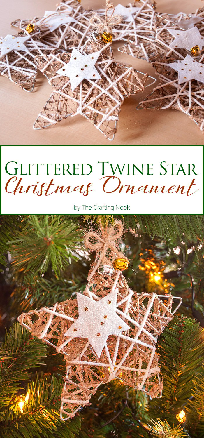 Glittered Twine Star Christmas Ornament Pinterest Image