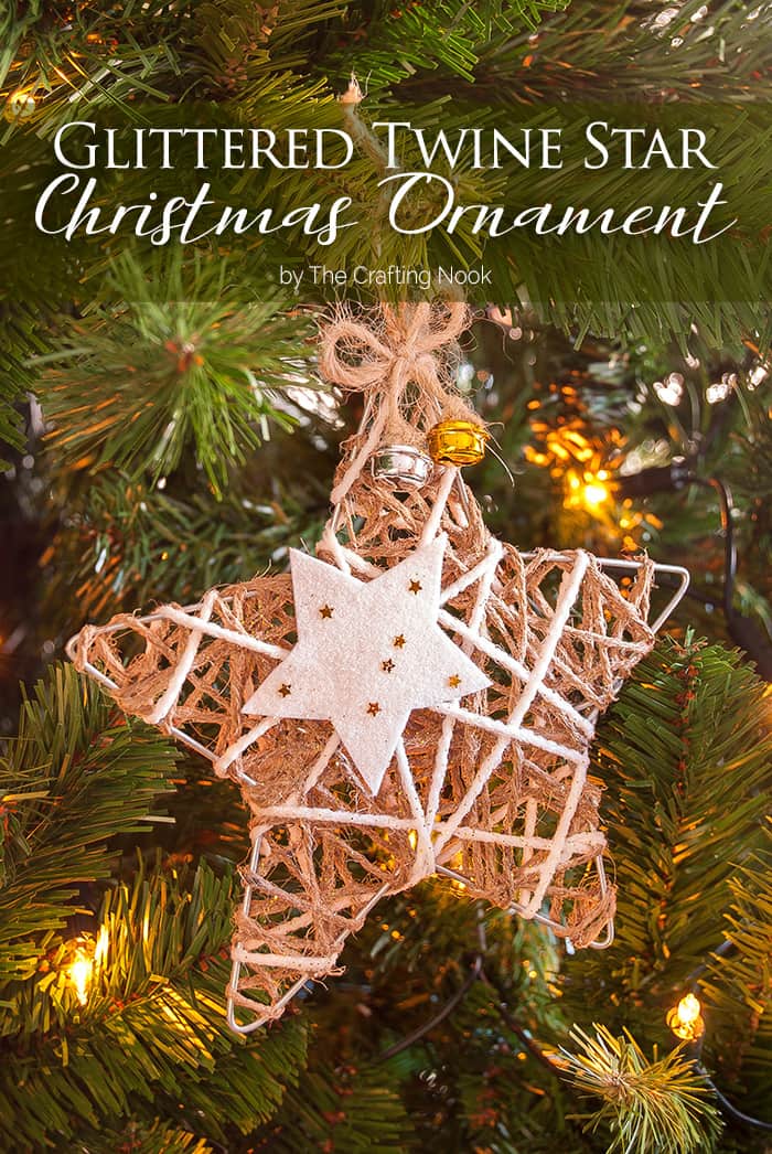 Rustic Glittered Twine Star Christmas Ornament