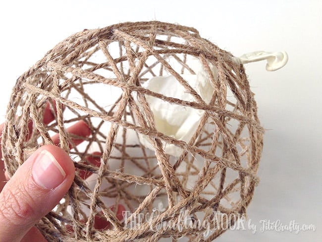 Handmade Christmas Ball Ornament – Light Pink Cotton Twine, Ribbon