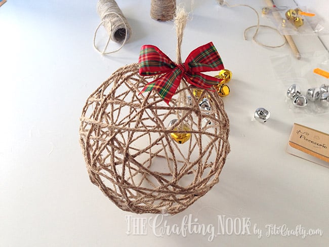 ribbon bow attached to twine ball