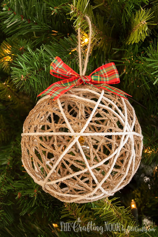 Twine Ball Christmas Ornament Tutorial - The Crafting Nook