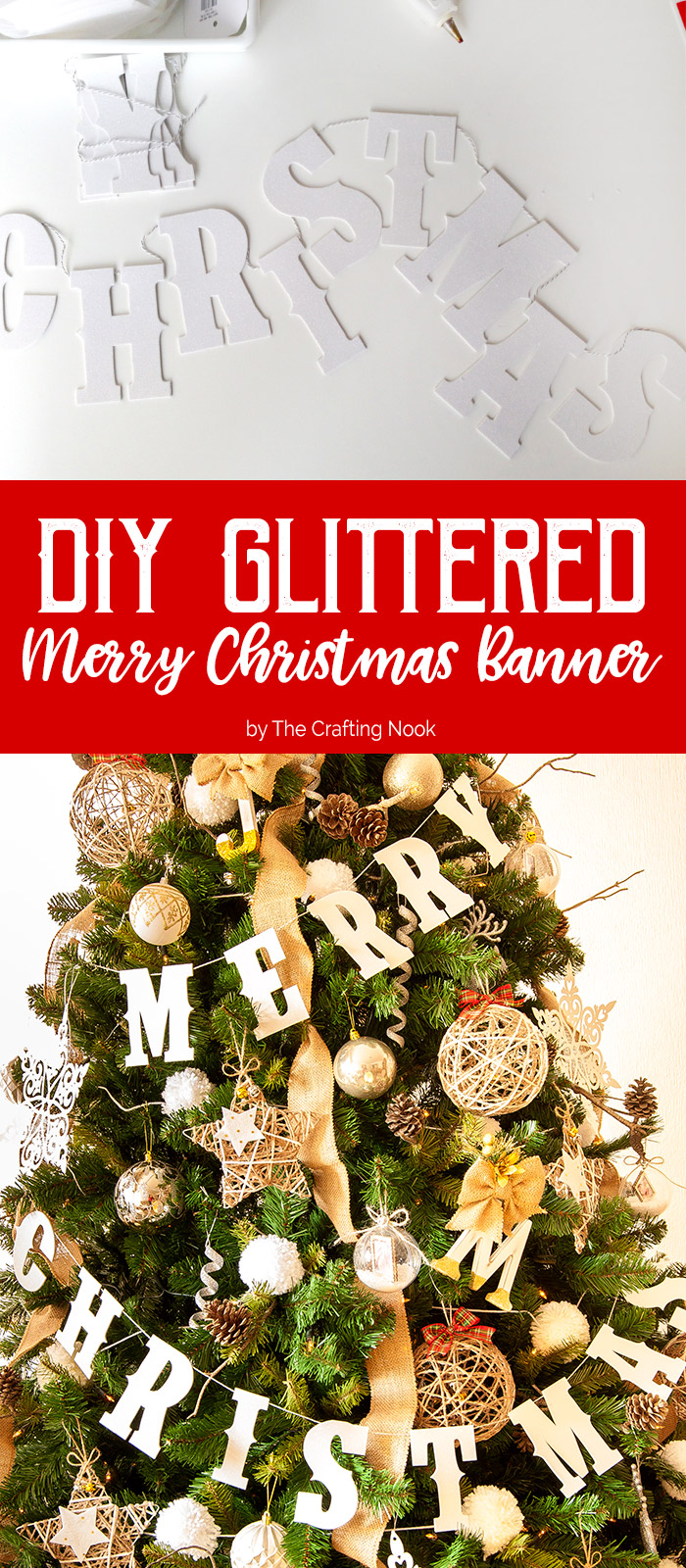 DIY Glittered Merry Christmas Banner | The Crafting Nook