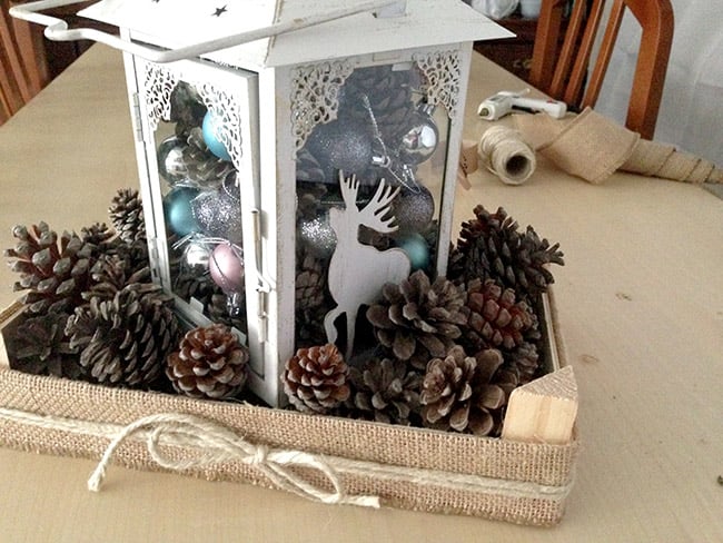 detailed view of Rustic Christmas Lantern Centerpiece