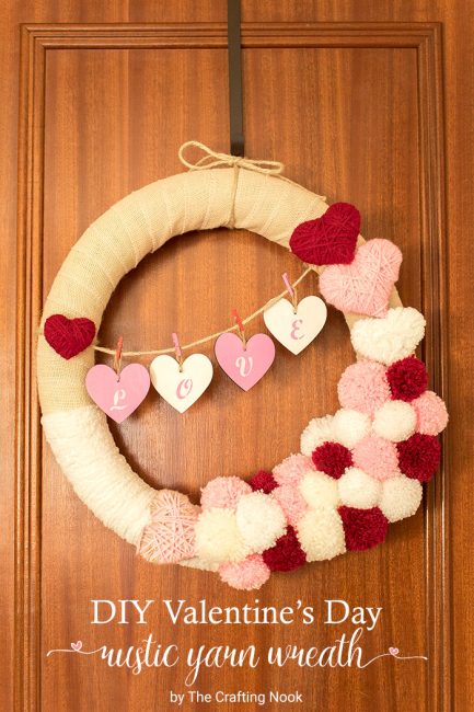 Valentine’s Day Rustic Yarn Wreath